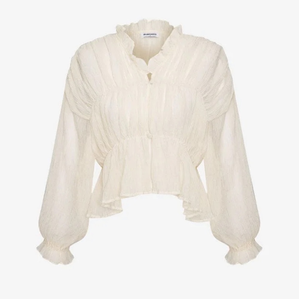 Rumored Cream Blouse with Ruffled Details